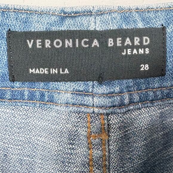 Veronica Beard Womens Rinley High Rise Cropped Jeans Durango Blue Button Fly 28 - Picture 5 of 9